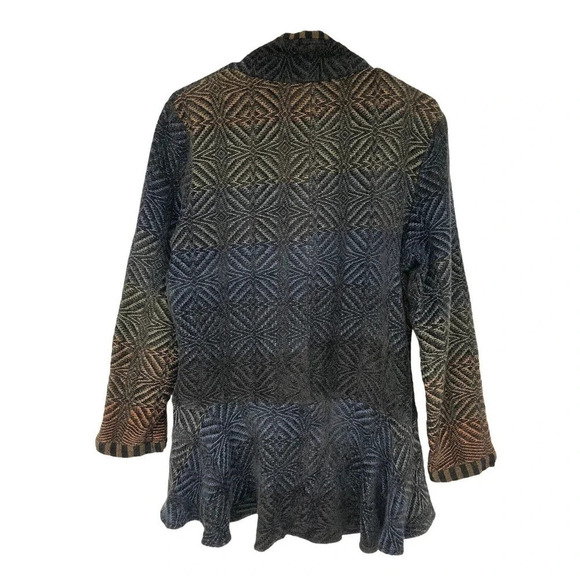 Patricia Palson Cardigan O/S Fiber Artist Hand-Woven Chenille Tail Spin Sweater - Picture 6 of 16